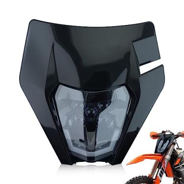 Imagem de fewfuss Farol de LED universal Dirt Bike – Kit de faróis LED para motocross – Kit de montagem de farol de motocicleta para Enduro ATV (preto)