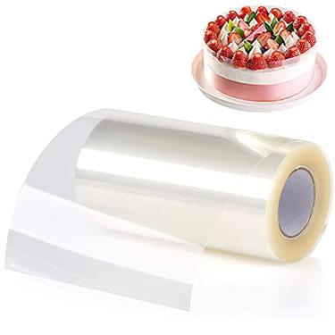 Imagem de WAFJAMF Colares de bolo 20 x 1000 cm, folhas de acetato de bolo de mousse para assar, rolos de bolo transparentes, tiras de bolo transparentes, mousse de chocolate ao redor da borda, decoração de bolo