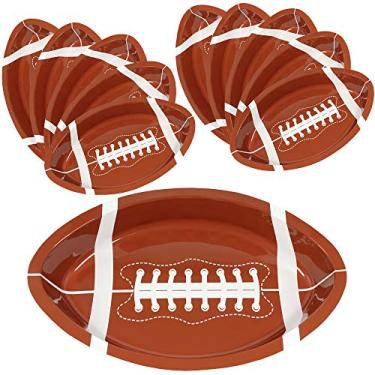 Imagem de Bandejas de servir futebol | 10 peças de bandejas de plástico para lanches de futebol | utensílios para o dia de jogo de futebol | bandeja para servir na porta traseira | decorações de festa de futebol | bandejas reutilizáveis para grandes fichas de jogo | da Anapoliz