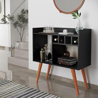 Imagem de Aparador Preto Buffet Retro Barzinho Com Adega Pés Palito Sala Escritório Decoração