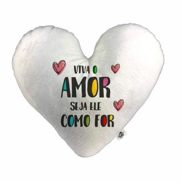 Imagem de Almofada Coração Pelúcia Viva o Amor Seja Ele Como For Namorados Tamanho:G