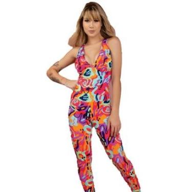 Imagem de Macacão Longo Estampado Bojo Bella Fiore Roupa Para Academia Treino Moda Fitness-Feminino