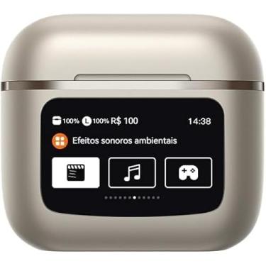 Imagem de Fone de ouvido Bluetooth com tela sensível ao toque inteligente,Fone sem fio,Fone de Ouvido Bluetooth Intra-Auricular Sem Fio,Tela colorida de LCD,Fone sem fio (Ouro)