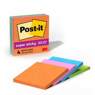 Imagem de Post-it Notas super adesivas, 10 x 10 cm, 4 blocos, 2x The Sticking Power, coleção Rio de Janerio, cores brilhantes (laranja, rosa, azul, verde), reciclável (675-4SSUC)