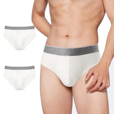 Imagem de BATTEWA Roupa íntima masculina para incontinência, absorvente frontal, à prova de vazamento, para adultos, controle de vazamento de urina, 100 ml. (grande, branca)