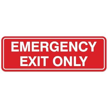 Imagem de Signs ByLITA Placa padrão apenas para saída de emergência - fácil instalação | Placa de parede ou porta durável (vermelha) - média