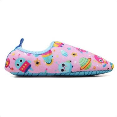 Imagem de Sapatilha Infantis Aquática Antiderrapantes, Macias, Calce Fácil para Praia, Piscina, Natação, Surf, Barco, Pesca, Camping, Caminhada, Neoprene (Robô Rosa, BR, Criança de 4 a 8 anos, Faixa Numérico, 23, 24)