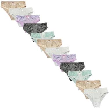 Imagem de Kit 12 Calcinha Senhora Calçola Com Renda Fristyle Microfibra Feminina