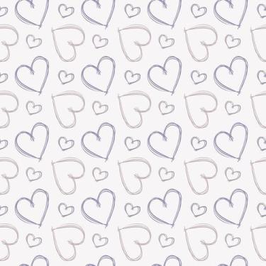 Imagem de Papel de Parede Adesivo Corações Desenho a Lápis Autocolante Lavável 1