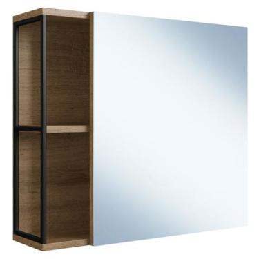 Imagem de Armario Para Banheiro 60 cm Com Espelho Preto Mell P1015 PP - Placa e 