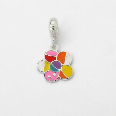 Imagem de Berloque Flor Esmaltado Colorido Prata 925 - Atraktiva Jóias