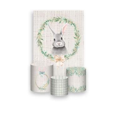 Imagem de Painel De Festa Vertical 1,50 x 2,20 + Trio De Capas Cilindro - Coelho