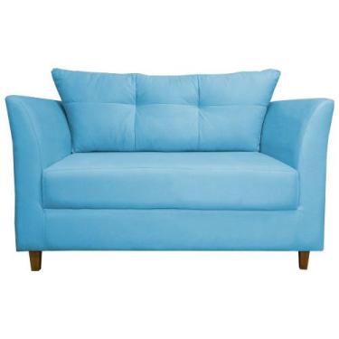 Imagem de Namoradeira Decorativa Isis Pés Trapézio Suede Azul Royal - DS Estofad
