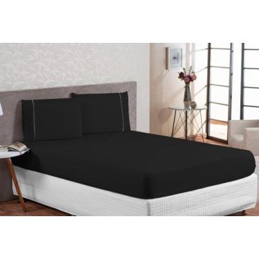 Imagem de Lençol Com Elástico Casal Queen Box + Fronha Preto - Casabordados