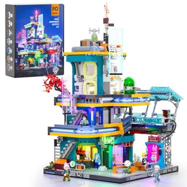Imagem de FUNWHOLE Cyberpunk Mansion Lighting Building-Bricks Set - 2524 Pcs Future City Modular Buildings Set Display Idea for Adults and Sci-fi Lovers
