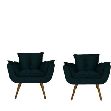 Imagem de Combo 2 Poltronas Decorativa Estofada Para Sala Comercial Opala Suede 