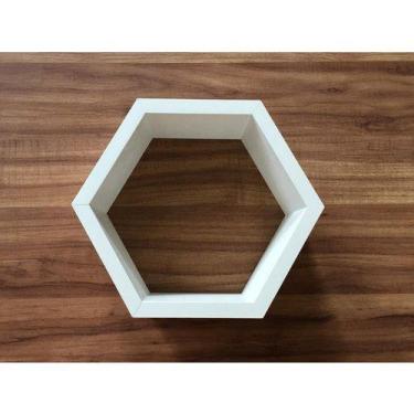 Imagem de Nicho Hexagonal 1 Unidade Colmeia 30x25x10cm Mdf 15mm Branco - B&D Art