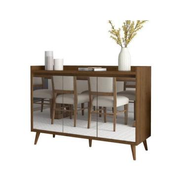 Imagem de Buffet Aparador Retrô com Espelho Delux 3 Portas Malbec - MoveisAqui