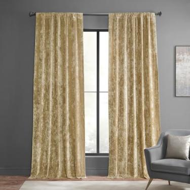 Imagem de HPD Half Price Drapes Cortinas de veludo Lush Crush – Cortina de escurecimento de ambiente de 300 cm de comprimento para quarto e sala de estar, visual luxuoso, design de bolso de haste, (1 painel),