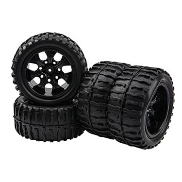 Imagem de HIRCQOO Cubo de 12 mm 4,64 polegadas OD pneus de borracha e aro de roda com espuma compatível com escala 1/10 Traxxas Slash HPI HSP Volcano ExceedRC Infinitive Off-Road Car Monster Truck (estilo 2)