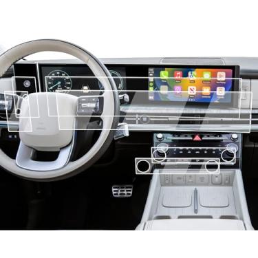 Imagem de Protetor de tela para Santa Fé 2024-2026 - 6 peças Nano-filme tela integrada de 12,3 polegadas + reconhecimento de impressão digital esquerda + tela de ar condicionado 2024-2026 Santa Fe/2024-2026