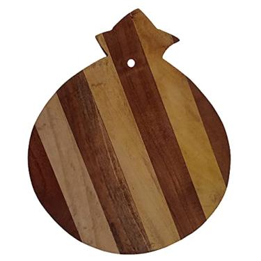 Imagem de Purpledip Corte de madeira, entalhe, tábua de servir, tábua de chef esculpida à mão para fatiar carne, legumes, bolachas de pão, frutas, especiarias, formato de pera (11054)