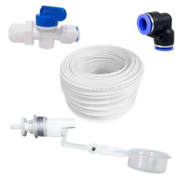 Imagem de Kit Boia Nível de Água + Mangueira Atóxica + Engate Rápido + Registro Rosca de 1/2” e Saída 1/4” (Engate Preto, 02 Metros de Mangueira)