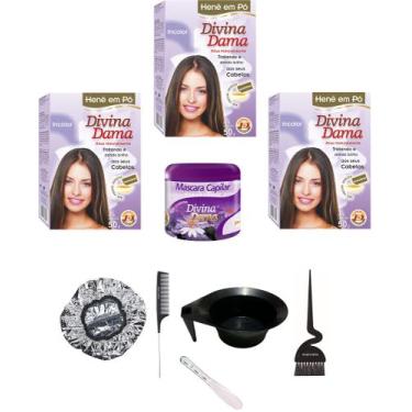 Imagem de Hene em Po Divina Dama 03x50gr Jaborandi (Incolor, Chocolate, Preto, A