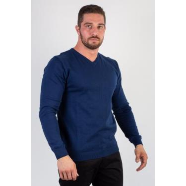 Imagem de Suéter masculino gola v de malha 50001 - Éramuz, M, Azul marinho