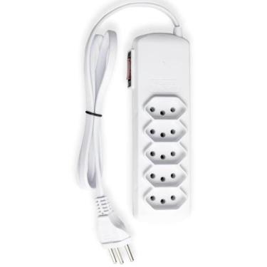 Imagem de Filtro de Linha Slim 5 Tomadas Tripolar Bivolt 80Cm Branco - Force Lin