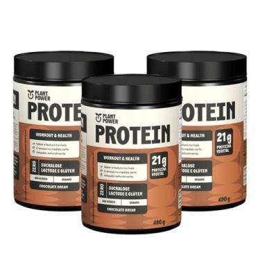Imagem de 3x Proteína Vegana Chocolate Plant Power 490g, Chocolate