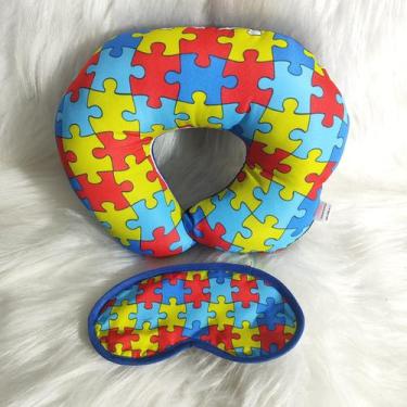 Imagem de Almofada Para Pescoço Com Máscara de Dormir Viagem Descanso Macio Esta