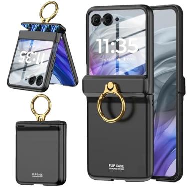 Imagem de YQODSZ Capa para Motorola Razr 2024 com suporte de anel, capa completa com protetor de tela traseira, proteção de dobradiça, capa protetora rígida resistente a arranhões para Motorola Razr 50 2024