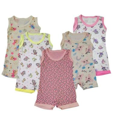 Imagem de Kit 6 Macacão Bebê Banho De Sol Regata Estampado Verão - Koala Baby, M