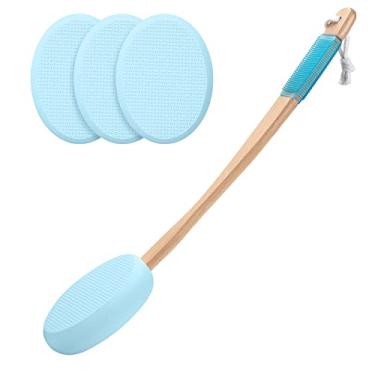 Imagem de AmazerBath Aplicador de loção para costas, pés, 4 almofadas substituíveis com alça longa, aplicador de protetor solar nas costas para idosos, mulheres, aplique creme medicinal creme hidratante para