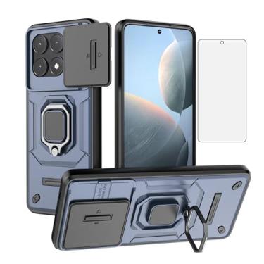 Imagem de Asuwish Capa de telefone para Xiaomi Redmi K70E/Poco X6 Pro com capa de câmera deslizante de vidro temperado protetor de tela suporte de anel suporte robusto fino protetor híbrido Redme K 70 70K E 6X