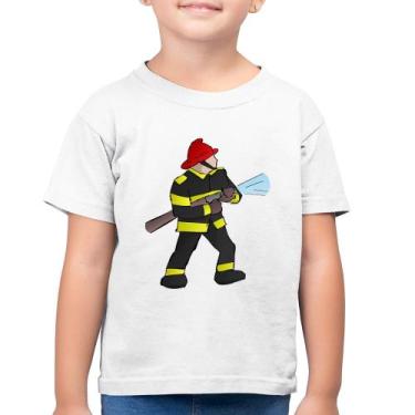 Imagem de Camiseta Algodão Infantil Bombeiro - Foca na Moda, Branco, 14