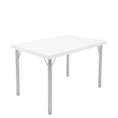 Imagem de Mesa Retangular Beta em Polipropileno Branco com Base em Alumínio Poli