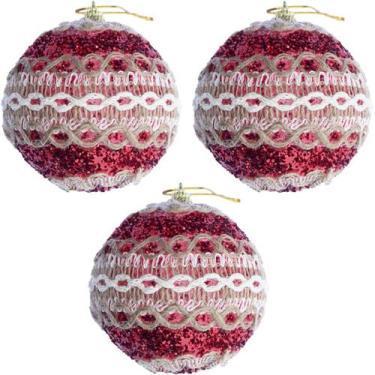 Imagem de Kit 6 Bola Vermelha Natal Decoração Árvore De Natal De 75mm - Genérico