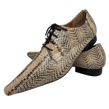 Imagem de Sapato Masculino Italiano Em Couro Cobra Nativa Rustico Ref: D645 - AR
