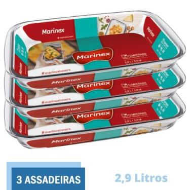 Imagem de Assadeira Retangular Vidro Torta Doces 2,9L Marinex - 3 Un - NADIR FIG