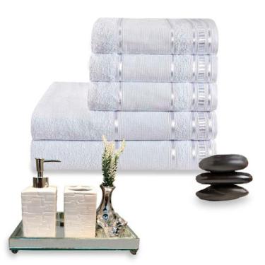 Imagem de Conjunto de Banho Premium 5 Peças 100% Algodão Ultra Absorção - Dianne