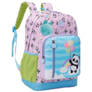 Imagem de Mochila De Costas Panda Pandinhas Bolsa Escolar Lilás Grande - Xeryus,