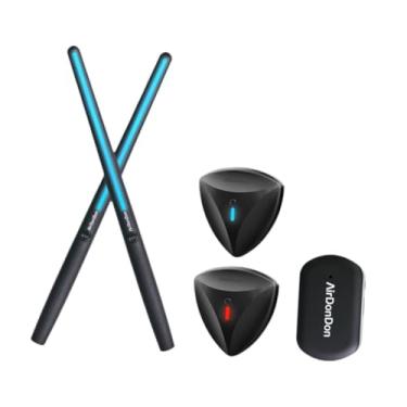 Imagem de YIJU Bateria eletrônica Air Drum Instrumento de percussão Air Drumsticks Profissional para iniciantes Entusiastas Presentes de aniversário, Conversor 2 Pedais