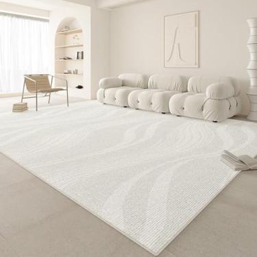 Imagem de Tapete listrado bege, linhas artísticas criativas, tapetes decorativos creme, extragrandes, tapetes para sala de estar, tapete confortável para quarto, YHT056, A, 80x160cm