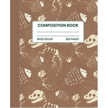 Imagem de Dinosaur Composition Notebook: Brown Fossil Composition Book for Kids, Teens, Girls, Boys, Home, College, Back to School and Note Taking Journal 200 Wide Ruled Pages, 7.5 x 9.25 inches