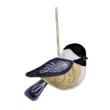 Imagem de oshhni Pingente de Pássaro em Feltro para árvore de Natal, Preto, Tamanho real