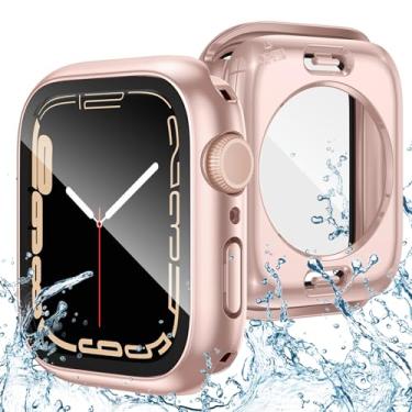 Imagem de Goton Capa 2 em 1 à prova d'água para Apple Watch protetor de tela 40 mm SE 2ª geração Série 6 5 4 SE, 360 capa protetora de vidro + moldura traseira para iWatch 6 5 4 SE acessórios 40 mm, ouro rosa original