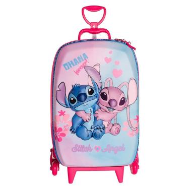 Imagem de Mala Infantil Escolar Stitch e Angel 3D com Rodas Triplas 3857DM24 - Diplomata