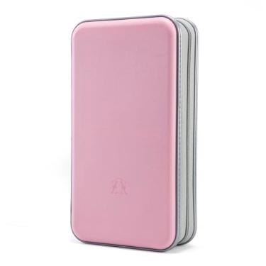 Imagem de Alavisxf Capa para CD, suporte de plástico rígido para armazenamento de disco DVD com capacidade 96 com zíper - portátil, rosa claro